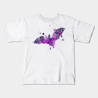 Purple Bat Watercolor Painting Kids T-Shirt